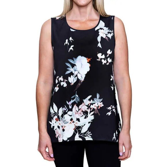 NWOT Mario Serrani High Low Tank Top | Black white - Picture 3 of 13